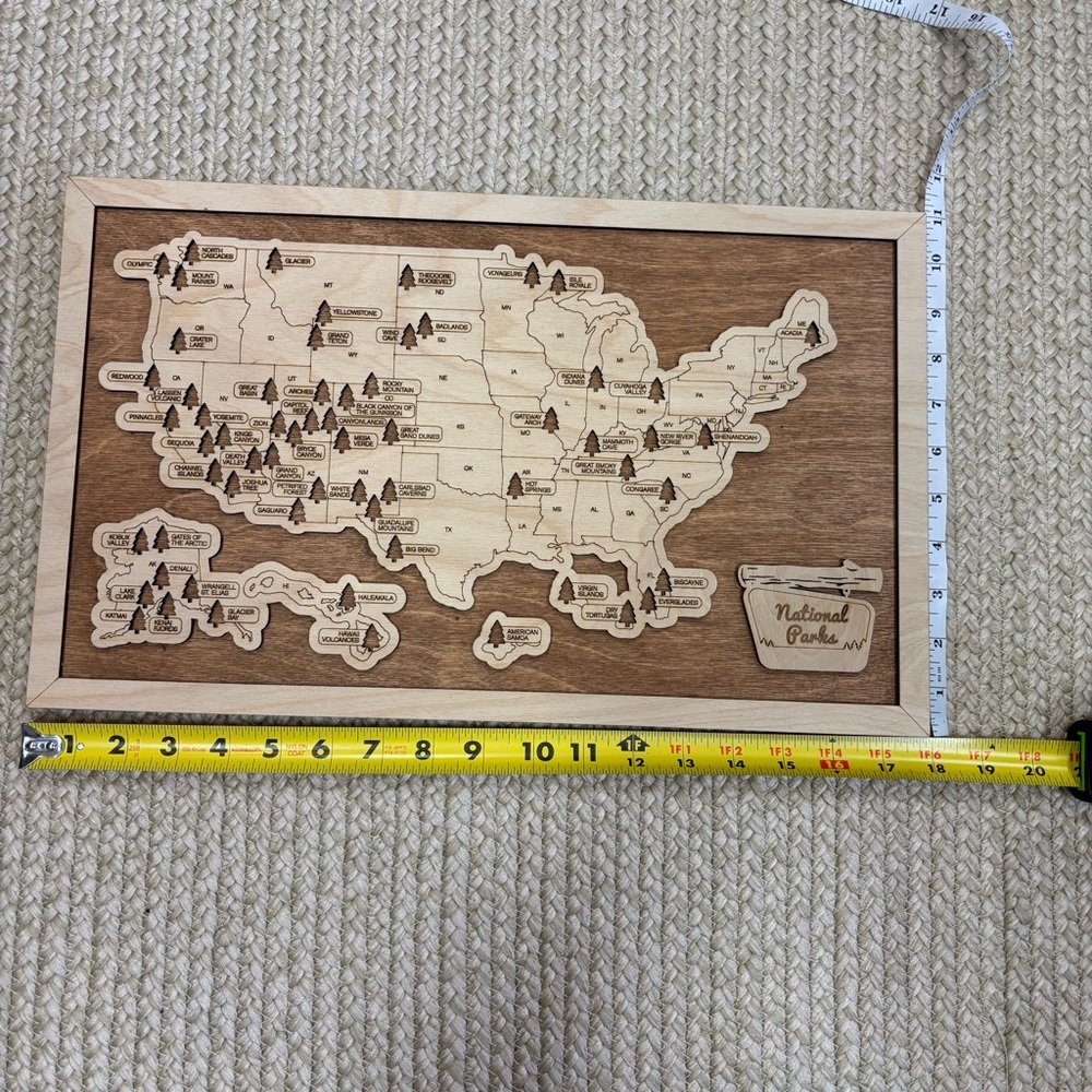 Handcrafted Wooden USA National Parks Map Wall Art - Picture 5 of 5